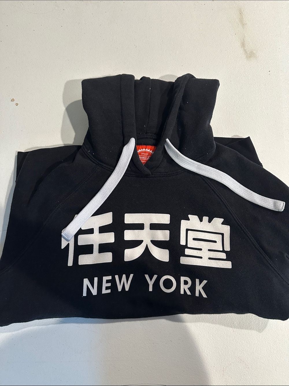 Nintendo Black Hoodie with White Japanese Logo and NEW YORK Text